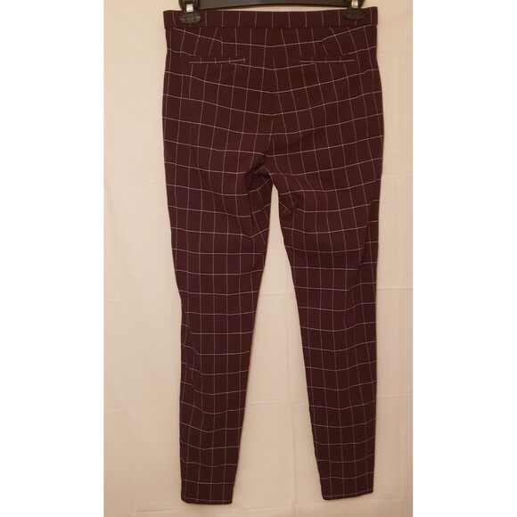 ELLE Cigarette Pants Plum Checkered Minimalist European Elegance Sz M NWOT - Picture 3 of 10